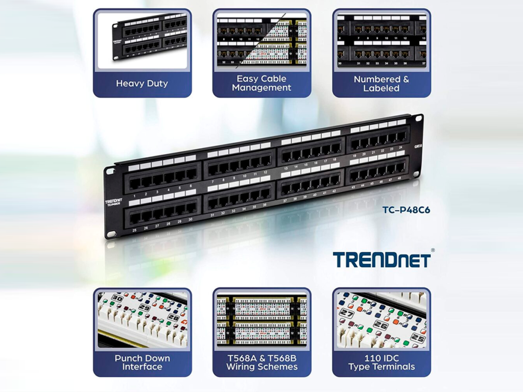 Tc Rack Panel Patch Panel 48 puertos Cat6 TrendNet TC-P48C6 | Network Place